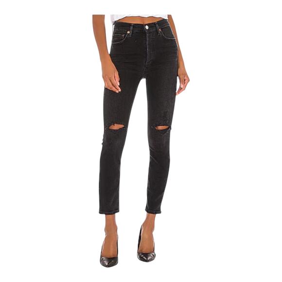 RE/DONE jeans Originals high rise ankle crop black size 25 - Picture 1 of 7